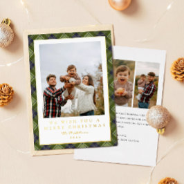 エレガントとクラシックPlaid写真金ゴールド 箔シーズンカード