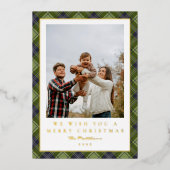 エレガントとクラシックPlaid写真金ゴールド 箔シーズンカード (正面)