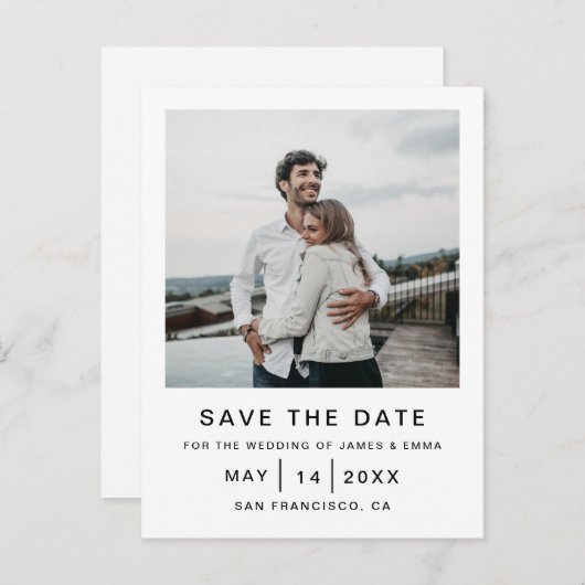 エレガントとシンプルモダン泣き日を保存する インビテーションポストカード (正面/裏面)