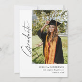 エレガントとシンプル写真卒業 招待状 (正面)