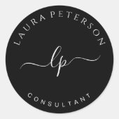 エレガントとシンプル手書き筆跡 ラウンドシール (正面)