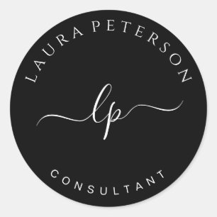 エレガントとシンプル手書き筆跡 ラウンドシール