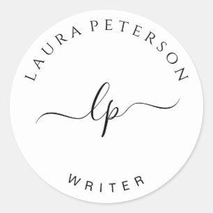 エレガントとシンプル手書き筆跡 ラウンドシール