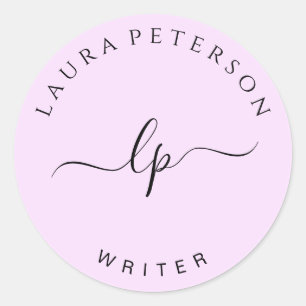 エレガントとシンプル手書き筆跡 ラウンドシール