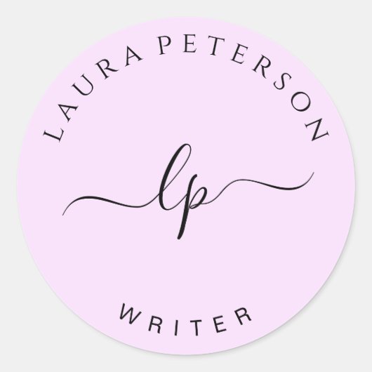 エレガントとシンプル手書き筆跡 ラウンドシール (正面)