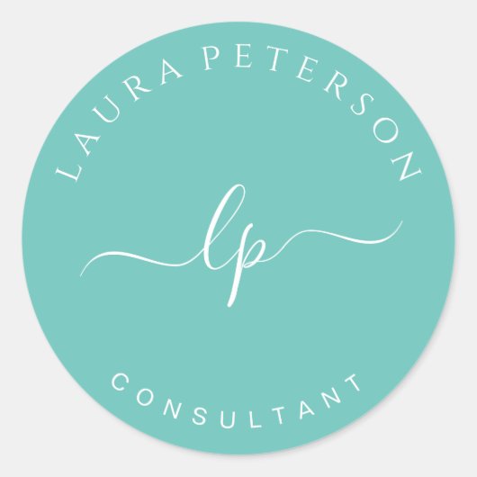 エレガントとシンプル手書き筆跡 ラウンドシール (正面)