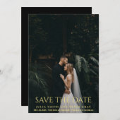 エレガントとシンプル金ゴールド結婚タイポグラフィのSTD 招待状 (正面/裏面)