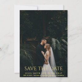 エレガントとシンプル金ゴールド結婚タイポグラフィのSTD 招待状