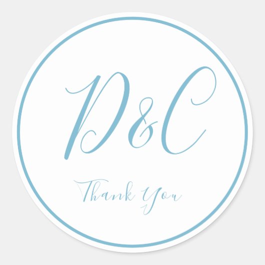 エレガントとシンプルDusty Blue Monogram Thank C ラウンドシール (正面)