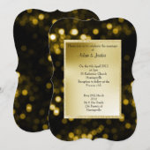 エレガントとモダンの黒と金ゴールド 招待状 (正面/裏面)
