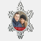 エレガントとモダンカスタム写真 スノーフレークピューターオーナメント (右)
