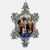 エレガントとモダンカスタム写真 スノーフレークピューターオーナメント (左)