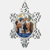 エレガントとモダンカスタム写真 スノーフレークピューターオーナメント (右)