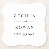 エレガントとモダンブラック結婚のモノグラム ペーパーコースター (正面)