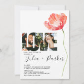 エレガントとモダンポピー結婚・レッドの愛 招待状 (正面)