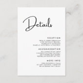 エレガントとモダン白黒の結婚詳細 エンクロージャーカード (正面)