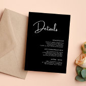 エレガントとモダン白黒の結婚詳細 エンクロージャーカード