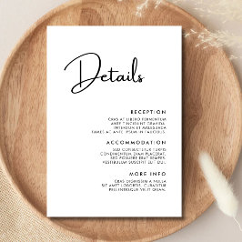 エレガントとモダン白黒の結婚詳細 エンクロージャーカード