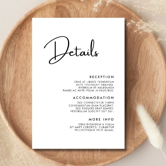 エレガントとモダン白黒の結婚詳細 エンクロージャーカード