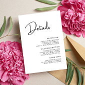 エレガントとモダン白黒の結婚詳細 エンクロージャーカード