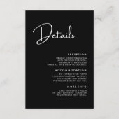 エレガントとモダン白黒の結婚詳細 エンクロージャーカード (正面)