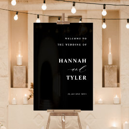 エレガントとモダン結婚の歓迎ブラック アクリルサイン