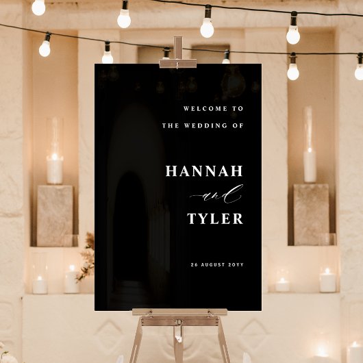 エレガントとモダン結婚の歓迎ブラック アクリルサイン