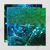 エレガントとモダン結婚の青い王室の緑色 招待状 (正面/裏面)