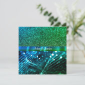 エレガントとモダン結婚の青い王室の緑色 招待状 (スタンド正面)