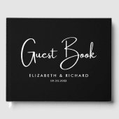 エレガントとモダン黒と白結婚の ゲストブック (正面)