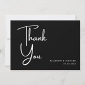 エレガントとモダン黒と白結婚の サンキューカード (正面)