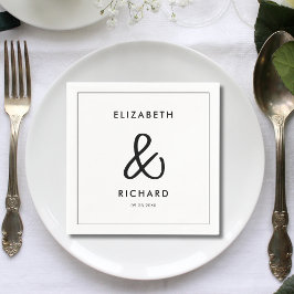 エレガントとモダン黒と白結婚の スタンダードカクテルナプキン