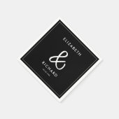 エレガントとモダン黒と白結婚の スタンダードカクテルナプキン (角)