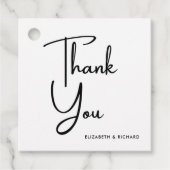 エレガントとモダン黒と白結婚の フェイバータグ (正面)