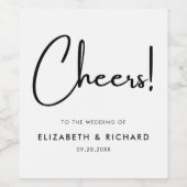 エレガントとモダン黒と白結婚の ワインラベル (シングルラベル)