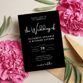 エレガントとモダン黒と白結婚の 招待状