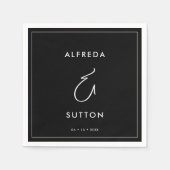 エレガントとモダン黒結婚の スタンダードカクテルナプキン (正面)