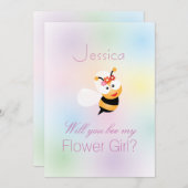 エレガントなあなたに ウェディングパーティに来てくれる？ ミツバチの意味を込めて 招待状 (正面/裏面)