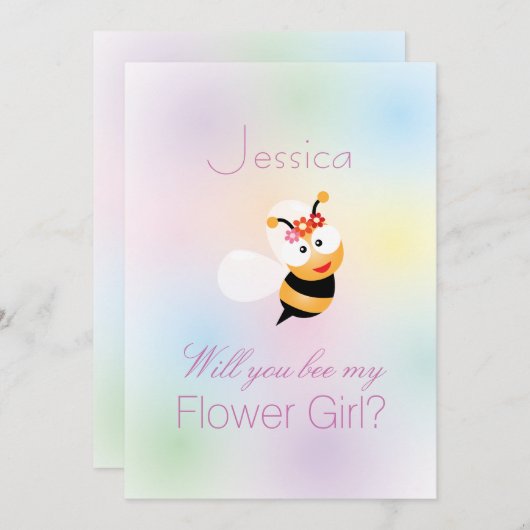 エレガントなあなたに ウェディングパーティに来てくれる？ ミツバチの意味を込めて 招待状 (正面/裏面)
