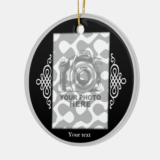 エレガントなあなた自身の円のオーナメントの黒を作成して下さい セラミックオーナメント (左)