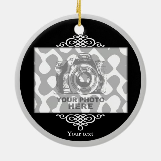 エレガントなあなた自身の円のオーナメントの黒を作成して下さい セラミックオーナメント (裏面)