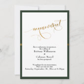 エレガントなお知らせ グリーン&ゴールドストライプカード 招待状 (正面)