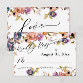 エレガントなお花のモダン ボヘミアンスタイル 出欠カード (正面/裏面)