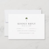 エレガントなお返事が可能な結婚式ヤシの木RSVP 出欠カード (正面)