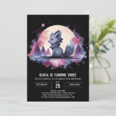 エレガントなかわいいオオカミの誕生日 招待状 (スタンド正面)