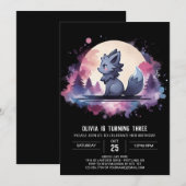 エレガントなかわいいオオカミの誕生日 招待状 (正面/裏面)