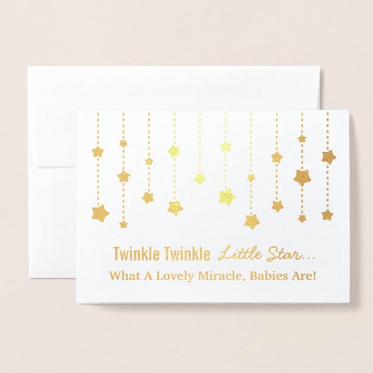 エレガントなきらめきのきらめき少し星の金ゴールドホイル 箔カード (封筒付き正面)