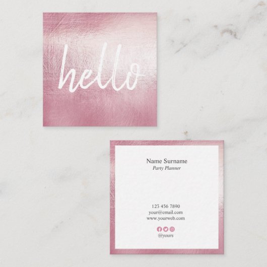 エレガントなこんにちはのEventPlannerの正方形の名刺 スクエア名刺 (正面/裏面)