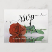 エレガントなさざ波のオレンジ色のバラの結婚式RSVP ポストカード (正面)