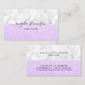 エレガントなすみれ色の紫色のグリッターの大理石の化粧及び毛 名刺 (正面/裏面)